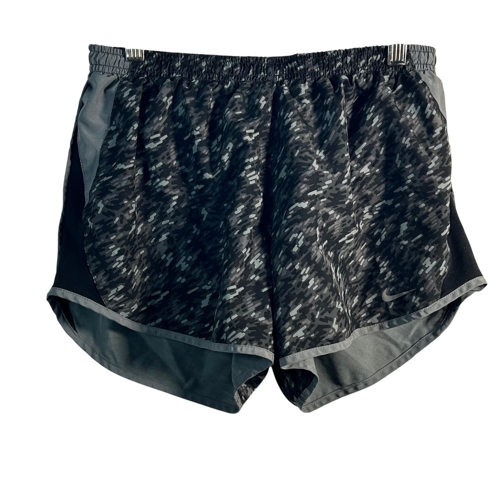 Nike Dri Fit Womens Running Shorts Black Grey Camo Athletic Gym Workout Size S